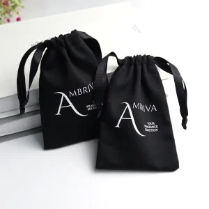 Factory Custom Black Cotton Muslin Drawstring Dust Bag Covers Reusable for Purses and Ladies Handbags Packaging