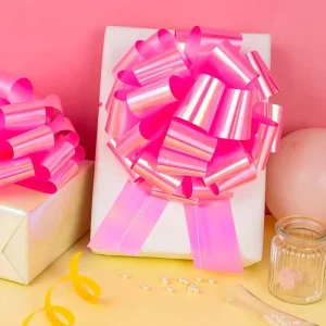Factory Custom Color Christmas Wrapping Plastic Butterfly Gift String Flower Pull Bow Ribbon