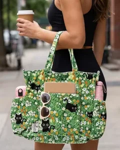 Factory Custom Crossbody Corduroy Tote Bag for Women Three Straps Large Size with Multi Pockets Zipper for Travel & Work