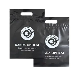 Factory Custom Design Black Plastic Double Layered Reinforced Handle Punching Shopping Bags