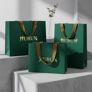 Factory Custom Embossing Luxury Paper Shopping Bag 250gsm Art Paper Black Paper Bags with Ribbon Handle
