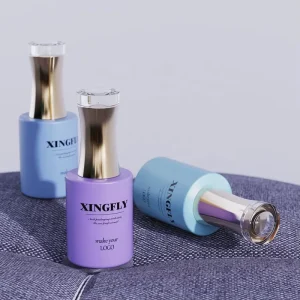 Factory Custom Logo 15ml Round Glass Bottle with Plastic Screw Cap and Brush for UV Gel Polish Nail Polish