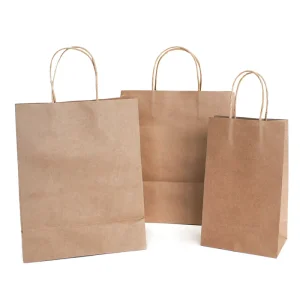 Factory Custom Logo Printed Classic Disposable Eco Friendly Kraft Paper Shopping Bag Compostable Recyclable