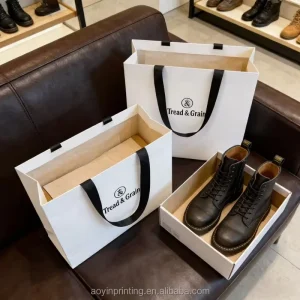 Factory Custom Paper Bag Luxury Brand Custom Logo Shoe Boutique White Packaging Gift Paper Shopping Bag for Clothing