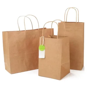 Factory Custom Print Handles Biodegradable Compostable High Quality Luxury Food Packaging Kraft Paper Bags