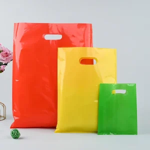Factory Custom Printed Logo High Quality Die Cut Handle Plastic Packaging Shopping Bags