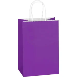 Factory Custom Printed Small Kraft Paper Gift Bags with Handles Biodegradable Snack Goodie Packaging Bags