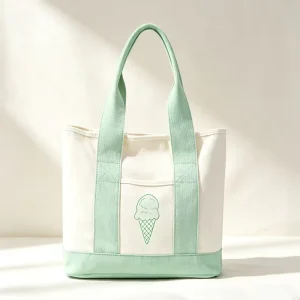 Factory Custom Tote Bag Canvas Tote Bag Shopping Bags Removable Storage Partition Built in Phone Side Pouch Womens Tote Bags