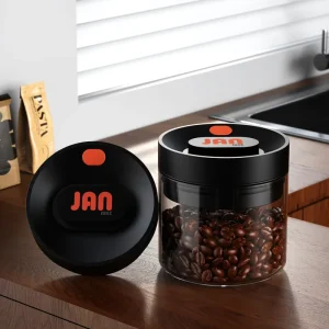 Factory Custom Vacuum Glass Jar Airtight Pump Lid BPA Free Food Grade Coffee Bean Storage Container