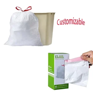 Factory Customization logo HDPE LDPE Big Drawstring Trash Bag Large Heavy Duty Plastic Bags Garbage Bags