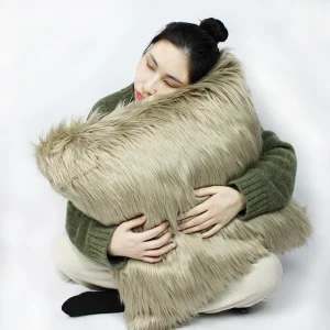 Factory Cute Soft Cushion Double Sides Faux Fur Plush Luxury Decorative Throw Pillows for Home Decor