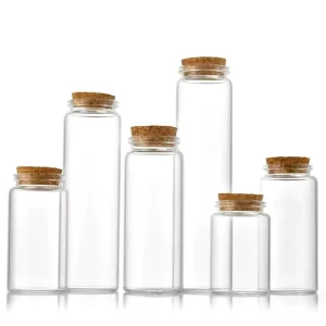 Factory Direct Clear High Borosilicate Food Grade Glass Food Spice Glass Jar With Cork Lid