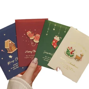 Factory Direct Custom Christmas Gift Card Set Screen Printed Fancy Paper Varnished Greetings & Thanks Paperboard