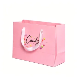 Factory Direct Eco friendly Recyclable Luxury Shopping Cardboard Paper Bag Ribbon Offset Printing Customized Size Promotion