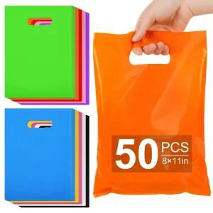 Factory Direct Multicolor Plastic Bags with Handles Heavy Duty Boutique Waterproof Shopping Plastic Clothing Bag