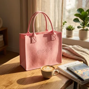 Factory Direct ODM OEM Eco Reusable Cute Emboss Pattern Large Capacity Custom Logo Shopping Handheld Felt Tote Bag