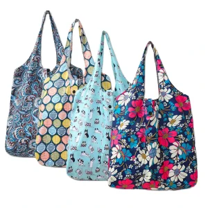Factory Direct Sales 210D Polyester Folding Shopping Bag Reusable Large Expandable Shopping Foldable Grocery Shopping Bag