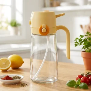 Factory Direct Sales Kitchen Dual-purpose Glass 470ML Oil Spray Bottle with Side-flip Lid