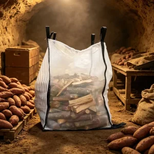 Factory Direct Selling Durable Firewood FIBC Bag With Two Fabrics and Two Meshes 1000kg Firewood FIBC Bag for Sale