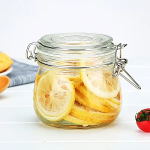 Factory Direct Supply 500ml Glass Jar with Airtight Clip Lid for Storing Cookies Candies Honey Other Items