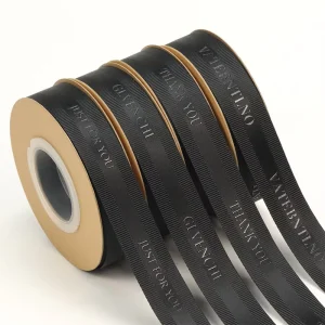 Factory Eco friendly Customized Relief Embossed Printed Grosgrain Ribbon Logo 3D Soft for Gift Packing