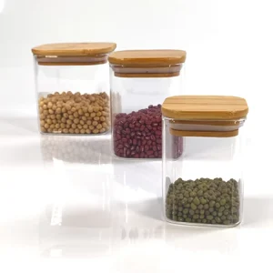 Factory Frascos De Vidrio Pantry Organization Toples Kue Tarros Cam Kavanoz Jarras De Vidrio Glass Jar with Bamboo Lid