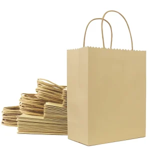 Factory Gift Brown Kraft Paper Bags for Promotion Supermarket Exhibition Use Recyclable Embossing Customized Size