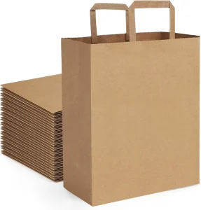 Factory High Quality Kraft Paper Shopping Bags Flat Handle Custom Logo Thickened Reusable Packaging Bags for Retail Merchandise