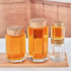 Factory High White Glass Honey Jar Food Grade Multiple Specifications Jam Hexagonal Storage Bottle