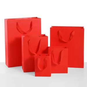 Factory Manufacturer High Quality Paper Shopping Bags Custom Logo Luxury Red Paper Bags for Boutique