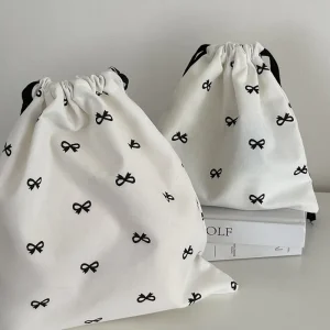 Factory Price Custom Logo White Muslin Cotton Linen Canvas Drawstring Shoe Bags Recyclable Dust Filter Bags