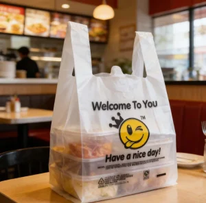 Factory Price Customized Bags Plastic Bags Shopping Smiling Face Clear Poly Bags T shirt Bags for Food Packing