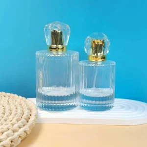 Factory Price Empty Luxury 30ml 1oz Crimping Pump clear Fragrance Plastic Mist Spray Cap Cylinder Perfume Glass Bottle