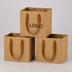Factory Price Luxury Reusable Kraft Paper Bags with Handles Premium Material Bags for Flowers Gifts Clothes Retail Packaging