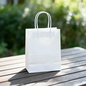 Factory Price Recyclable White Kraft Paper Shopping Bag Twisted Handles Offset Digital for Promotion Supermarket Exhibition