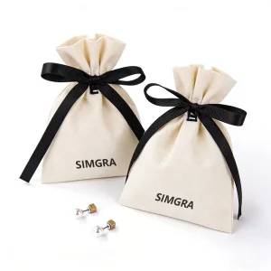 Factory Recyclable Drawstring Screen Printing Dust Bag White Cotton Pouch Bag for Jewelry Watches Necklaces Rings
