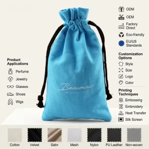 Factory Reusable 100% Cotton Canvas Drawstring Bag With Custom Logo Drawstring Gift Bag Dust Bag for Soaps,Jewelry,Glass,Perfume