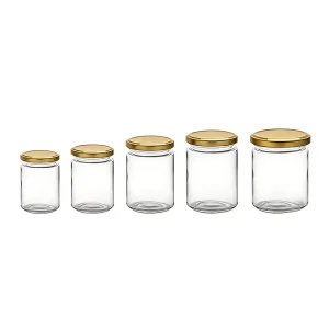 Factory Round Shape Honey Jam Jelly Pickle Jars Glass Jar With Metal Lids