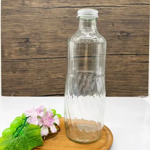 Factory Round Shoulder 280ml 330ml Clear with Screwing Cap Glass Packaging Bottle for Juice Shake Milk Food