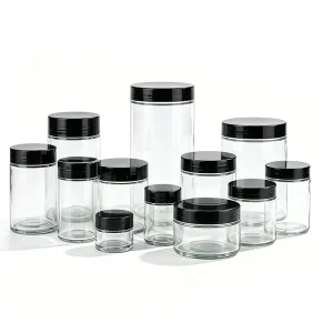 Factory Sale Empty Round Food Container Storage Jars 30ml-1000ml Transparent Honey Pickles Hot Sauce Glass Jar with Lids
