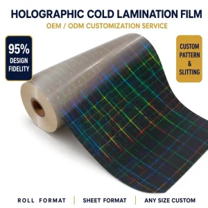 Factory Self Adhesive Holographic Film Roll PET 25mic 3D Rainbow Star for Label Converter Digital Print Sticker DIY