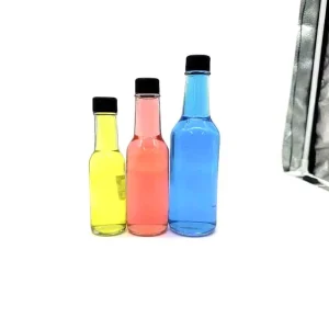 Factory Stock 100 Ml 150 Ml 250 Ml Empty Glass Hot Sauce Woozy Bottle Salad Sauce Bottle Chili Bottles With Screw Plastic Cap