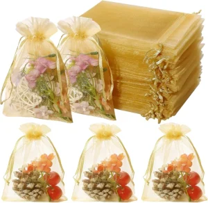 Factory Supplier Small Gift Bag Black Organza Pouch Sheer With Drawstring Sealing Handle Packaging