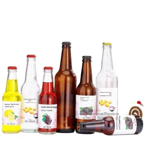 Factory Supplier’s 11oz Amber Clear Glass Beer Tequila Wine Juice Bottles Glass Cap Empty Screen Printing 330 500ml Capacity