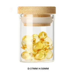 Factory Supply 37mm*50ml Small Glass Jar Transparent Food Grade Kitchen Container With Sealed Bamboo Lid