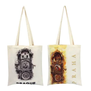 Factory Supply Dust Proof Store Promotional Custom Size Prague Tote Bag With Pocket Cotton Bag
