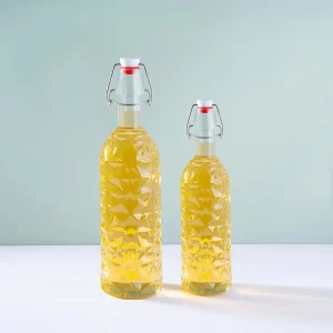 Factory Transparent Empty 1 Liter Swing Top Glass Bottles Custom Syrup Vanilla Extract Kombucha Bottles for Drinks