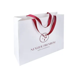 Fancy Boutique Paper Gift Bags Luxury Embossed Texture Hot Stamping Gift Paper Bag with Custom Print logo