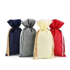 Fashion Custom Logo Printed Eco Friendly Waterproof Black Red Nonwoven Drawstring Dust Bag for Candy Gift Jewelry Storage