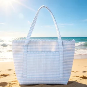 Fashion Eco-Friendly Personalized Plaid Portable Shopping Outdoor Travel Beach Tote Bag